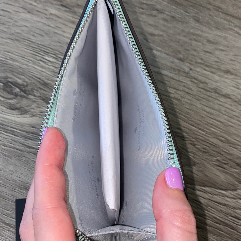 Kate Spade Metallic Leathe Seawater Wristlet - Picture 5 of 8